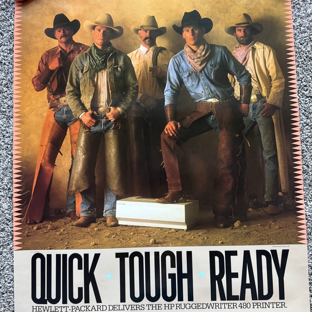 Vintage 1988 Cowboy Rugged Hewlett-Packard RuggedWriter 480 Poster Ad